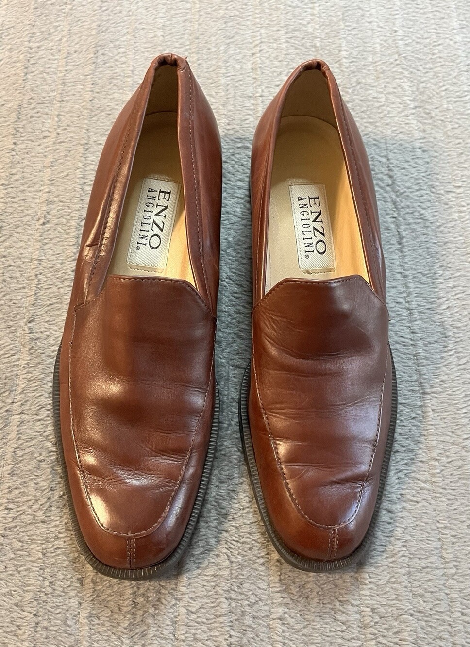 Women’s Enzo Angiolini Brown Leather Loafers Size 7M Business Casual Slip-On